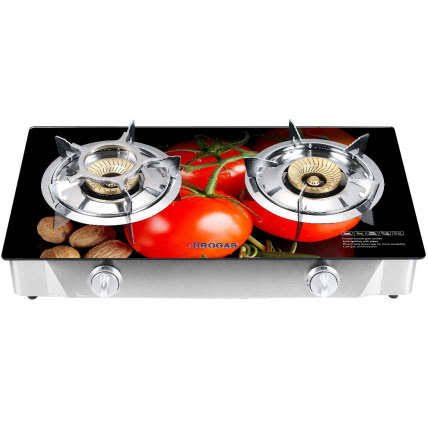Double burner tempered gas stove