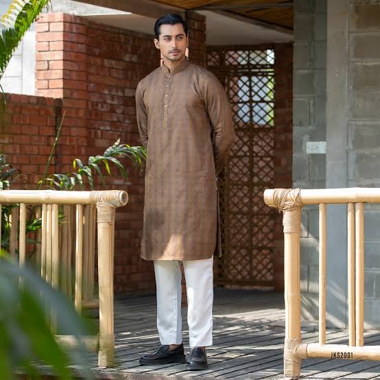premium jacquard cotton kabil panjabi set