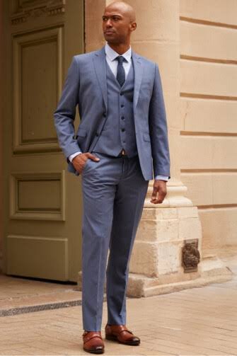 Men 100% pure wool 3 piece formal suit blazar