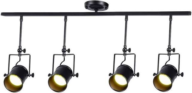 Industrial vintage track light bat with 4 adjustable spots