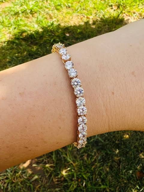 MINIMALIST 18K ROSE GLOD PLATED CRYSTAL TENNIS BRACELET