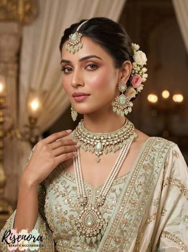 24k gold plated hand cut polki nath  bridal