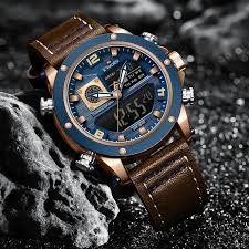 Naviforce luxury quartz dual display sports watch