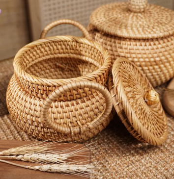Ornate Cane Storage Basket