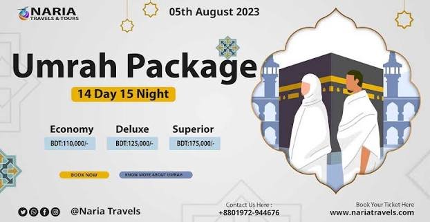 Umrah Group Package 14 Days (6N Makkah, 5N Madinah, flights & meals